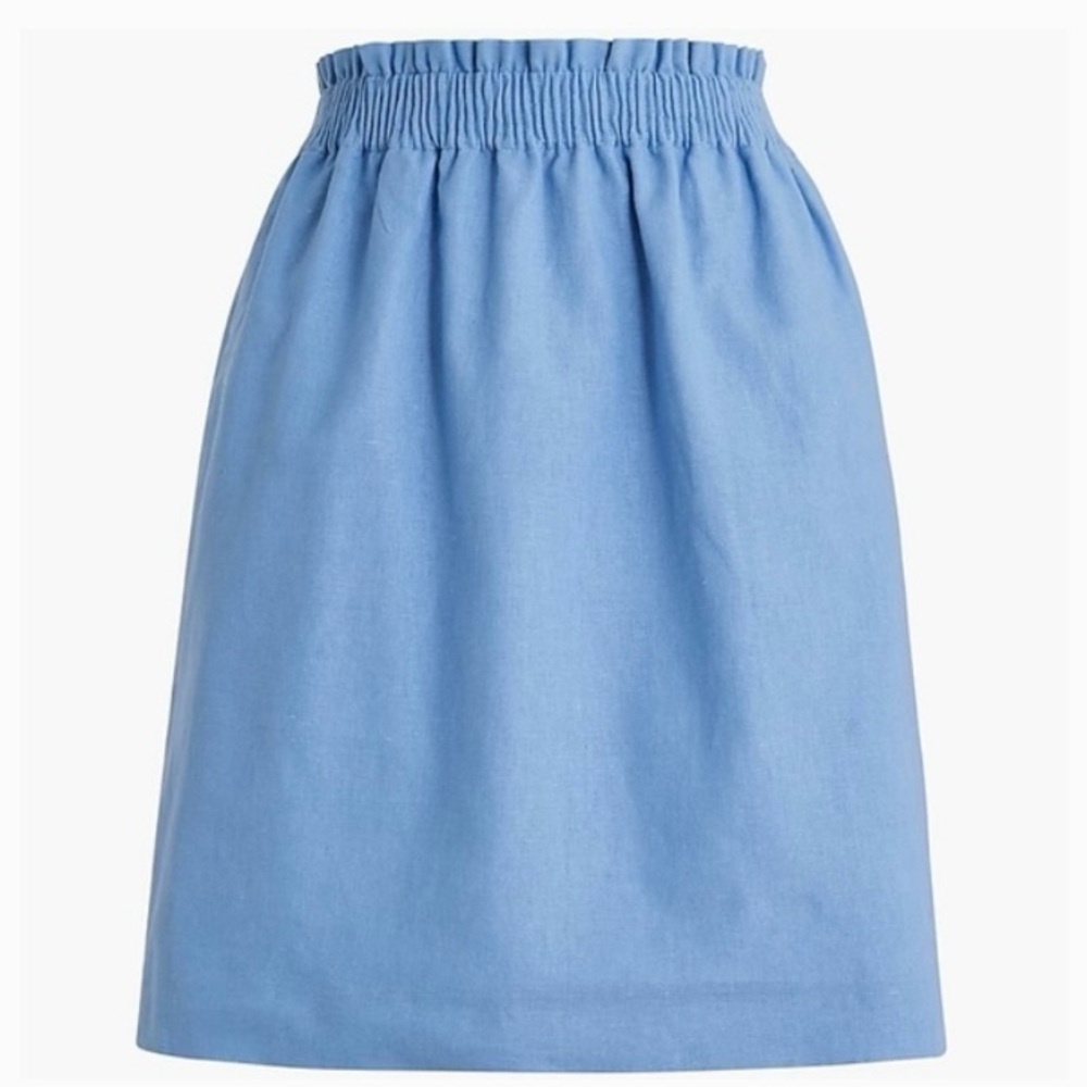 New J.Crew Factory Linen-Cotton Blend City Skirt, Quiet Harbor Light Blue Preppy